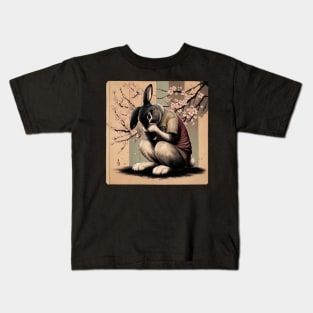 Morose Rabbit Japanese Art Print Kids T-Shirt